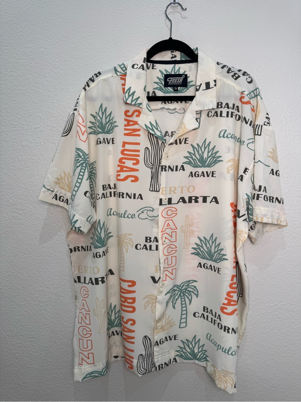 Fresh Prints of Bel-Air Mens 2X Baja California Resort Shirt Agave Cactus